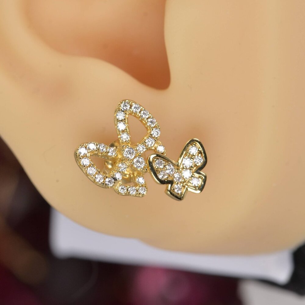 NWT All Moissanite Butterfly Stud Earrings 925 Sterling